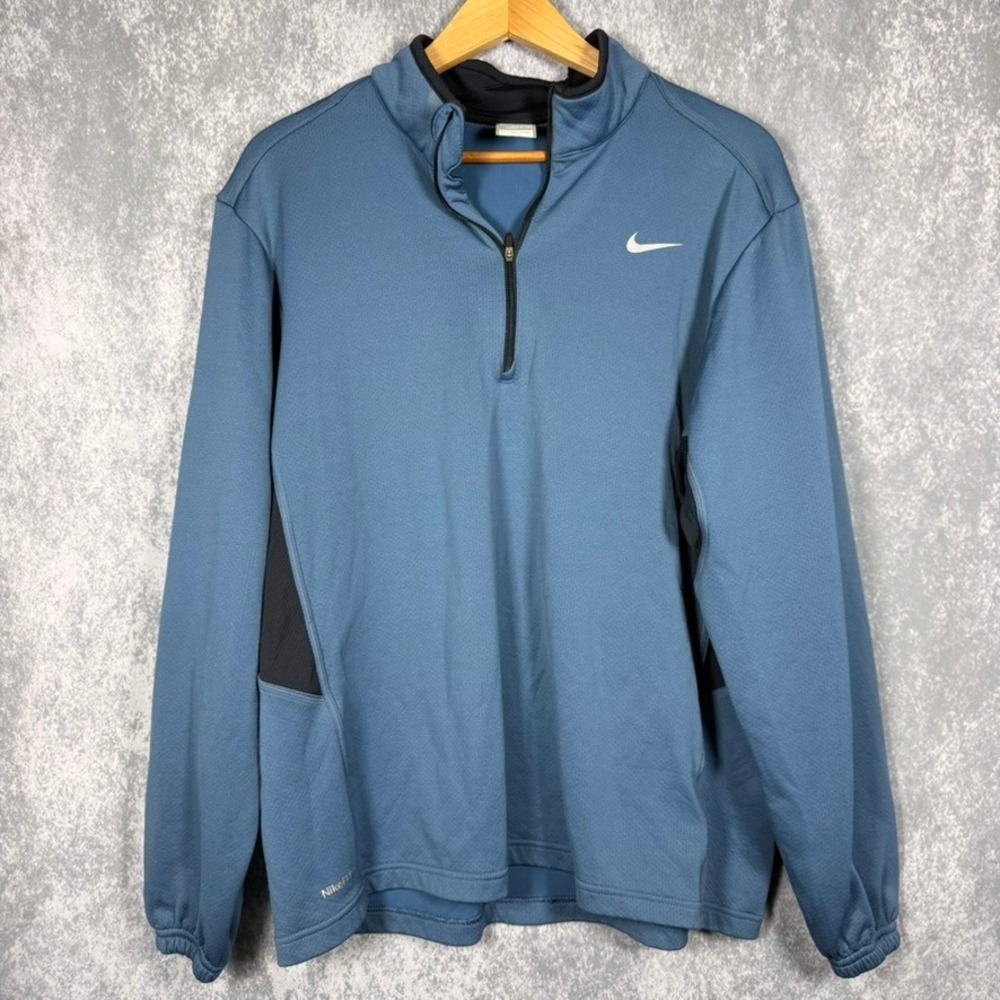 Nike Fit Dry Mens XL Quarter Zip Long Sleeve Pullover Blue